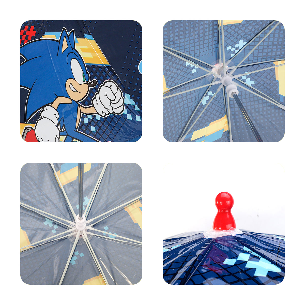 Sonic The Hedgehog Kids Clear Dome Umbrella Transparent See-Through Canopy