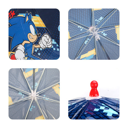 Sonic The Hedgehog Kids Clear Dome Umbrella Transparent See-Through Canopy