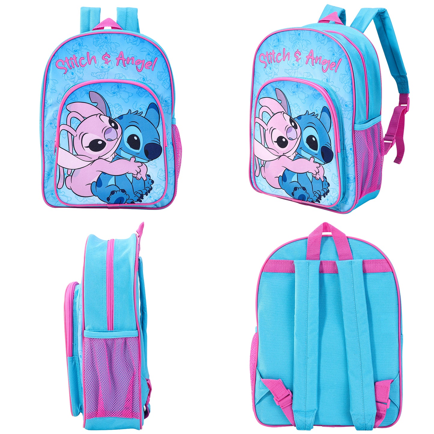Disney Stitch Kids Childrens Premium Backpack School Rucksack Travel Bag with side mesh pocket and front zipped pocket