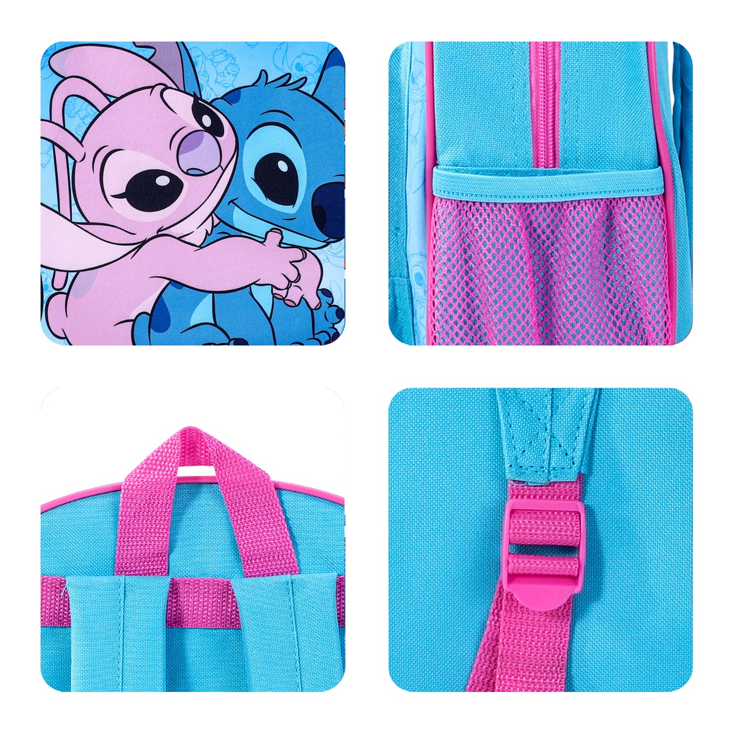 Disney Stitch Kids Childrens Premium Backpack School Rucksack Travel Bag with side mesh pocket and front zipped pocket