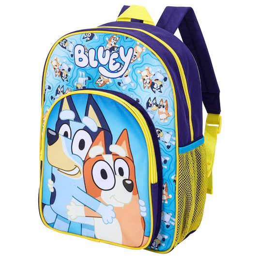Bluey Kids Childrens Premium Backpack School Rucksack Travel Bag with side mesh pocket and front zipped pocket