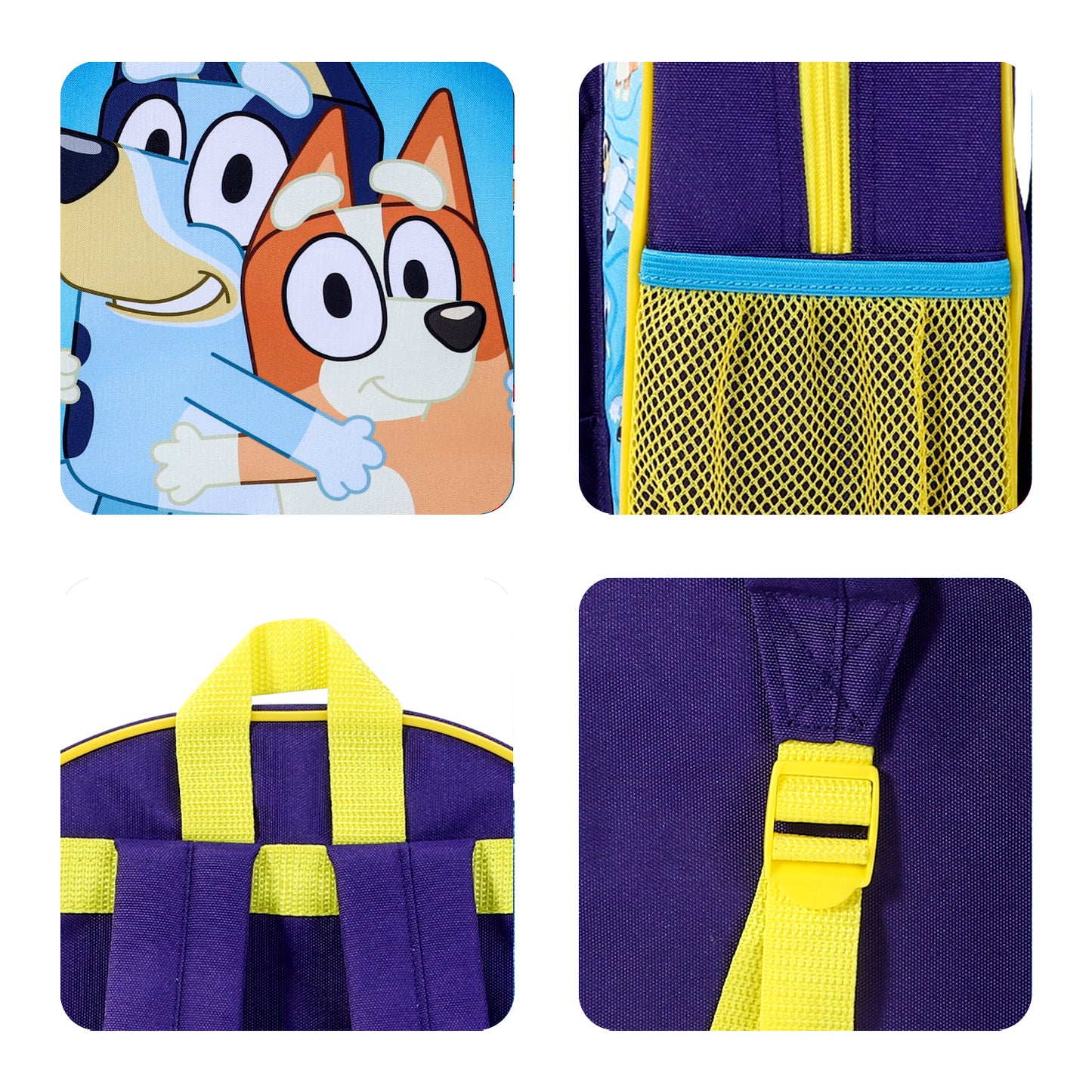 Bluey Kids Childrens Premium Backpack School Rucksack Travel Bag with side mesh pocket and front zipped pocket
