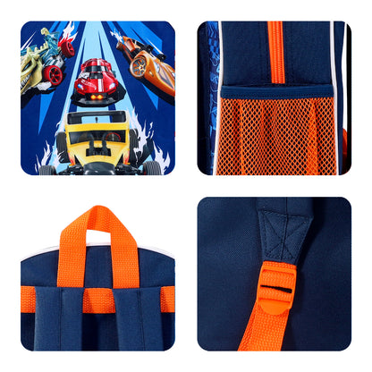 Hot Wheels Kids Childrens Premium Backpack School Rucksack Travel Bag with side mesh pocket and front zipped pocket
