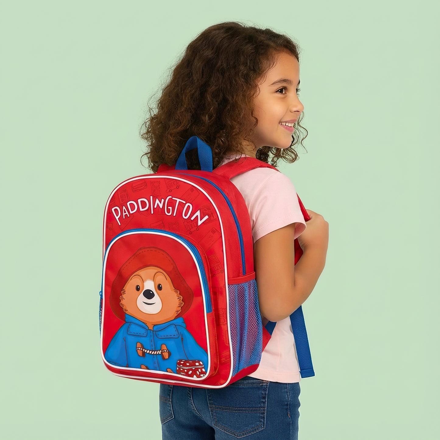 Paddington Bear Kids Childrens Premium Backpack School Rucksack Travel Bag with side mesh pocket and front zipped pocket