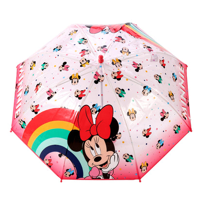 Minnie Mouse Dome Umbrella for Kids Childrens Boys Girls Brolly with Safety Opening