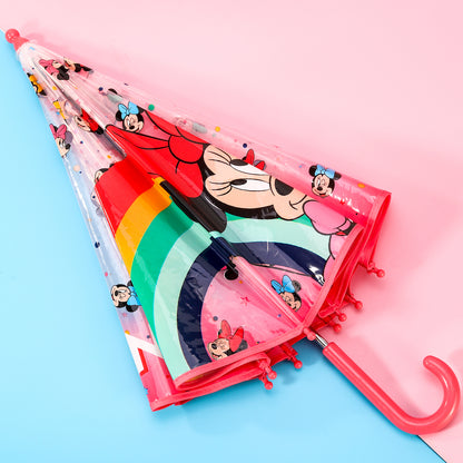 Minnie Mouse Dome Umbrella for Kids Childrens Boys Girls Brolly with Safety Opening