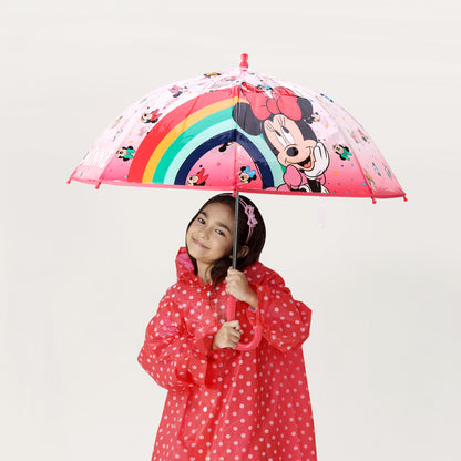 Minnie Mouse Dome Umbrella for Kids Childrens Boys Girls Brolly with Safety Opening