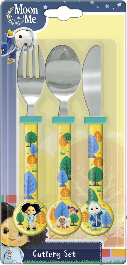 Moon and Me Kids 6 Piece Reusable Dinner Set - Plate/Bowl/Cup/Knife/Fork/Spoon - Childrens Dinnerware Tableware Cutlery Set