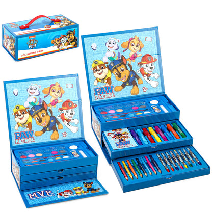Paw Patrol Boy 52pc Kids Colouring Sets with Watercolour Felt Tip Pens Crayons and Pencils Travel Set for Children