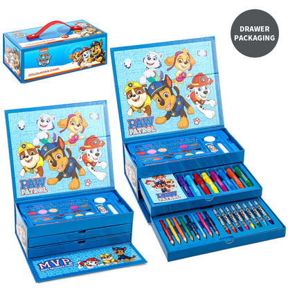 Paw Patrol Boy 52pc Kids Colouring Sets with Watercolour Felt Tip Pens Crayons and Pencils Travel Set for Children