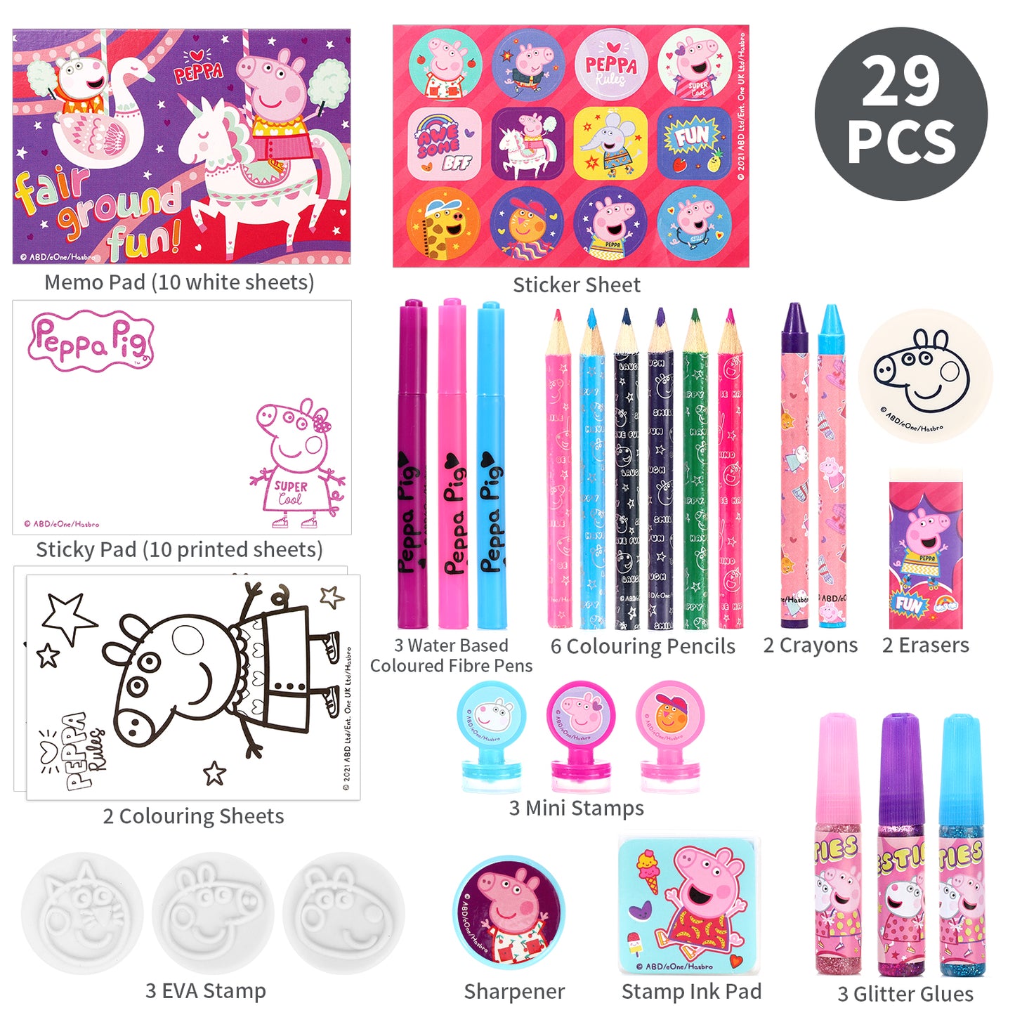 Peppa Pig Calendar Creative Art & Craft Stationery Set Kids Children Xmas Christmas Countdown Fun