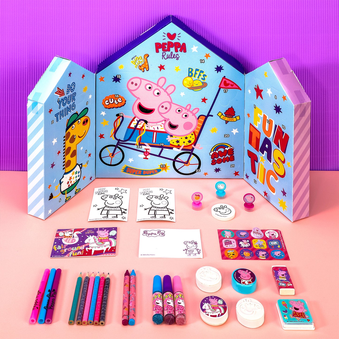 Peppa Pig Calendar Creative Art & Craft Stationery Set Kids Children Xmas Christmas Countdown Fun