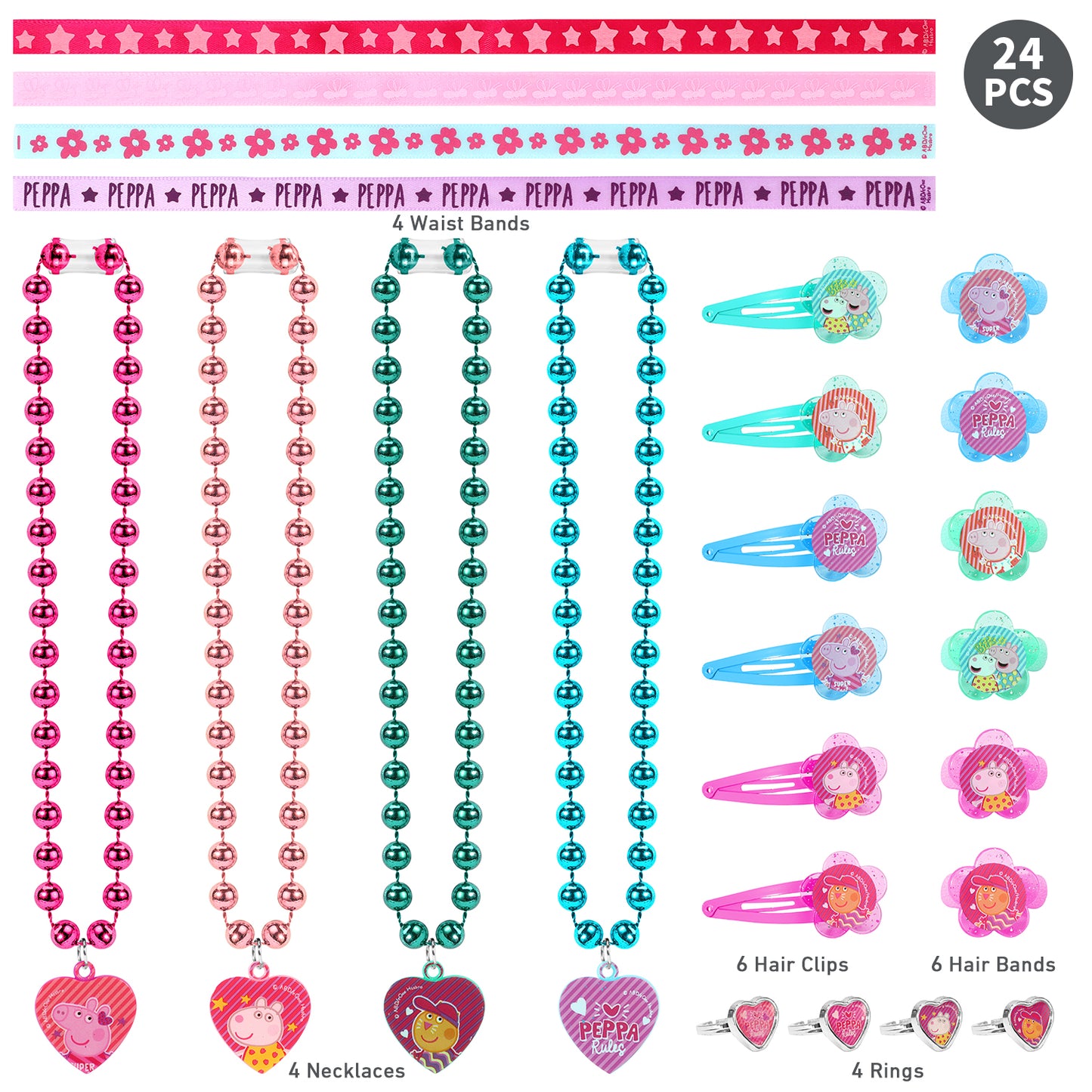 Peppa Pig Calendar Kids Jewellery Hair Set Children Xmas Christmas Countdown Fun