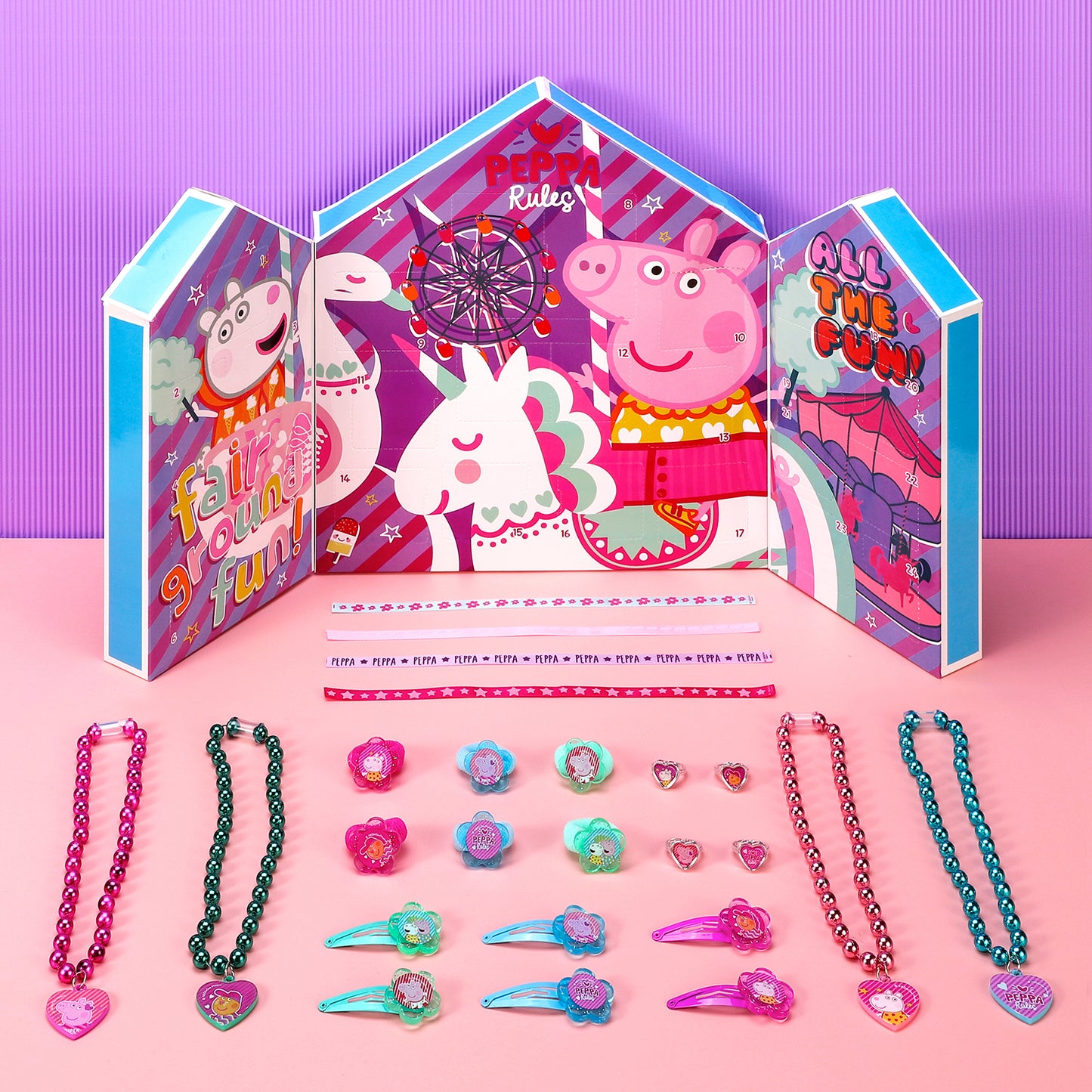 Peppa Pig Calendar Kids Jewellery Hair Set Children Xmas Christmas Countdown Fun