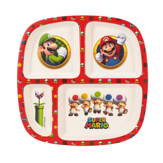 Super Mario 4 Section Childrens Divided Breakfast Lunch Dinner Plate