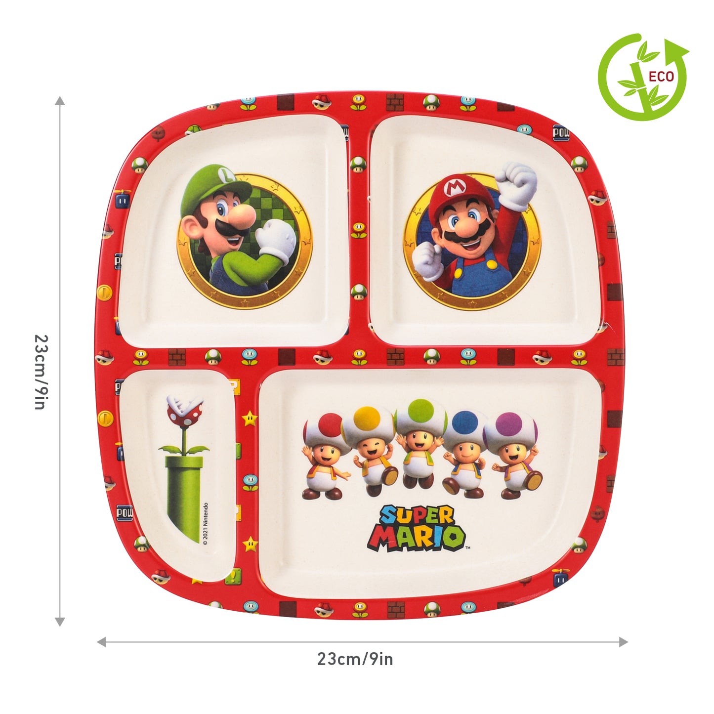 Super Mario 4 Section Childrens Divided Breakfast Lunch Dinner Plate