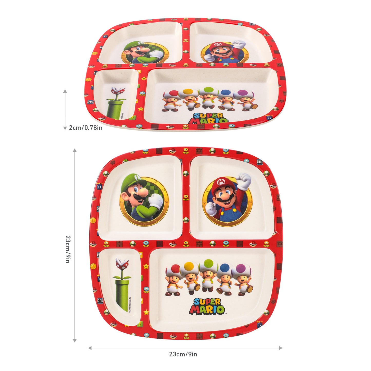 Super Mario 4 Section Childrens Divided Breakfast Lunch Dinner Plate
