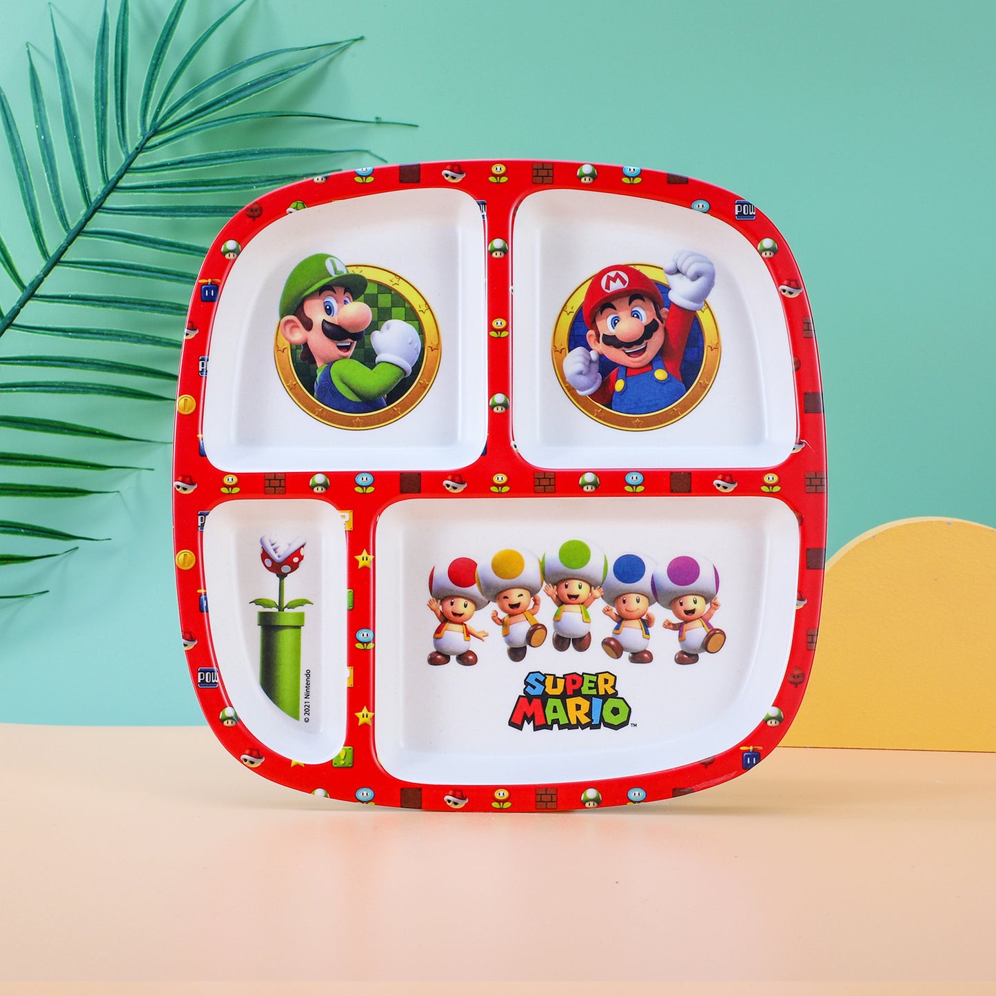 Super Mario 4 Section Childrens Divided Breakfast Lunch Dinner Plate