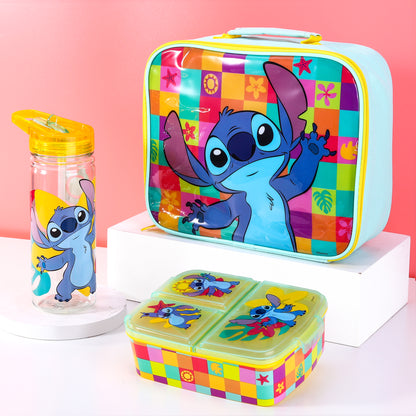 Stitch Kids Lunch Box Set – Insulated Lunch Bag, Multicompartment Lunch Box & 580ml Water Bottle, BPA Free