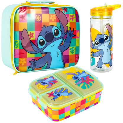 Stitch Kids Lunch Box Set – Insulated Lunch Bag, Multicompartment Lunch Box & 580ml Water Bottle, BPA Free