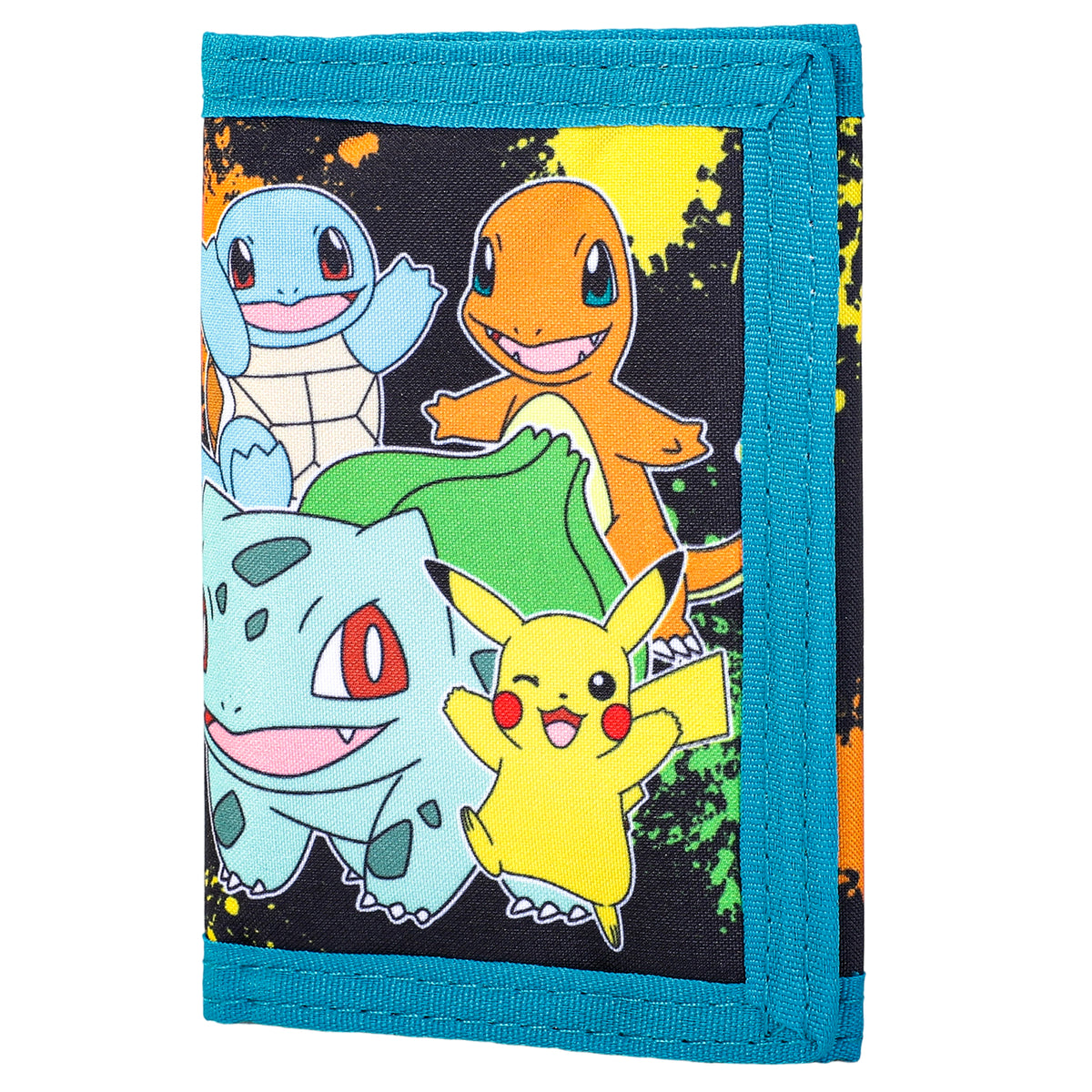 Pokémon Trifold Wallet for Kids, Boys Licensed Pikachu Charmander Squirtle Bulbasaur Wallet with Hook & Loop Closure, Lightweight Compact Coin & Card Holder