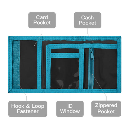 Pokémon Trifold Wallet for Kids, Boys Licensed Pikachu Charmander Squirtle Bulbasaur Wallet with Hook & Loop Closure, Lightweight Compact Coin & Card Holder