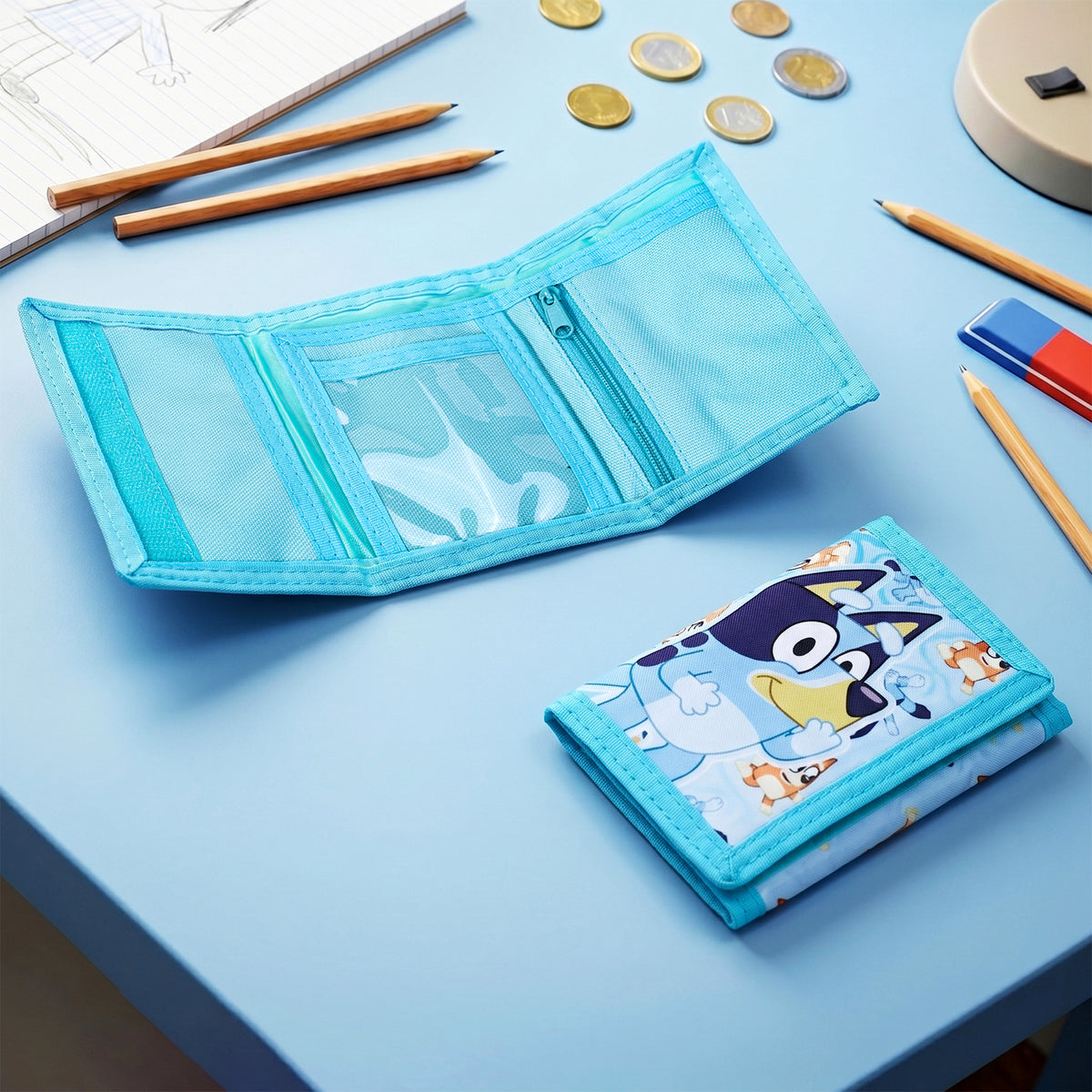 Bluey Kids Trifold Wallet Bingo Wallet with Hook & Loop Closure