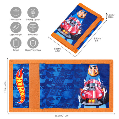 Hot Wheels Kids Trifold Wallet – Bluey & Bingo Wallet with Hook & Loop Closure