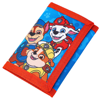 Paw Patrol Trifold Wallet for Kids, Boys Girls Licensed Chase Marshall Rubble Wallet with Hook & Loop Closure, Lightweight Compact Coin & Card Holder