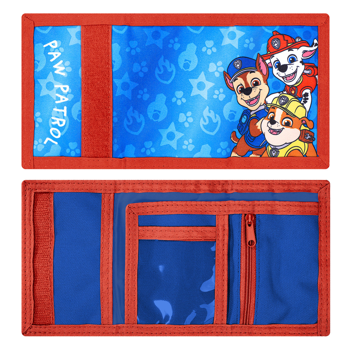 Paw Patrol Trifold Wallet for Kids, Boys Girls Licensed Chase Marshall Rubble Wallet with Hook & Loop Closure, Lightweight Compact Coin & Card Holder