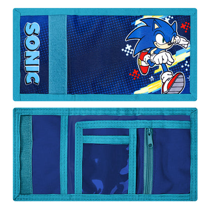 Sonic The Hedgehog Trifold Wallet for Kids, Licensed Sonic Wallet with Hook & Loop Closure, Lightweight Compact Coin & Card Holder