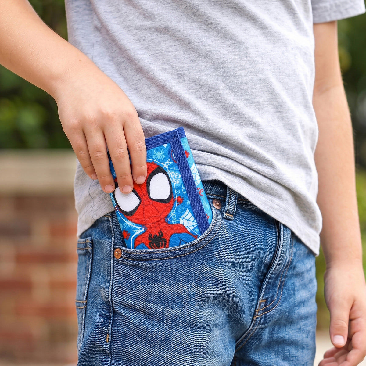 Marvel Spidey Trifold Wallet for Kids, Licensed Wallet with Hook & Loop Closure, Lightweight Compact Coin & Card Holder