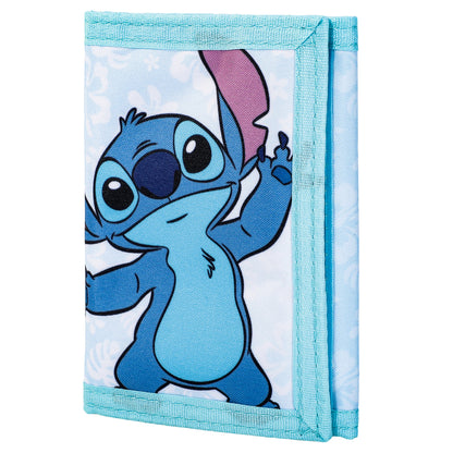 Disney Stitch Trifold Wallet for Kids, Boys Girls Licensed Lilo & Stitch Wallet with Hook & Loop Closure, Lightweight Compact Coin & Card Holder