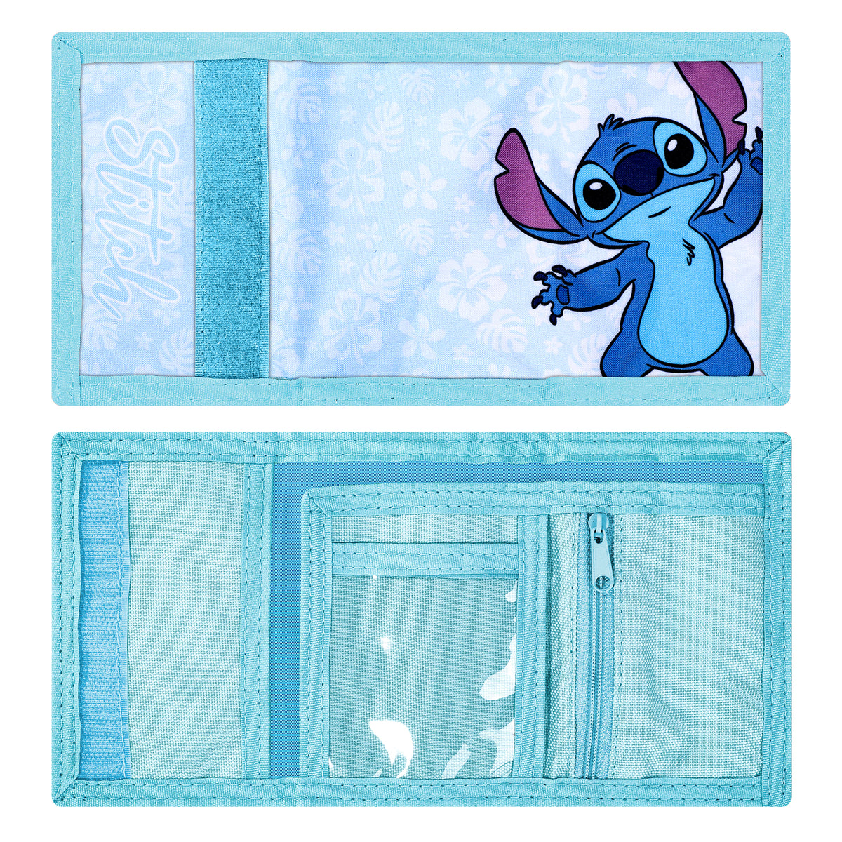 Disney Stitch Trifold Wallet for Kids, Boys Girls Licensed Lilo & Stitch Wallet with Hook & Loop Closure, Lightweight Compact Coin & Card Holder
