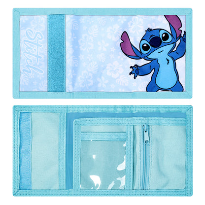 Disney Stitch Trifold Wallet for Kids, Boys Girls Licensed Lilo & Stitch Wallet with Hook & Loop Closure, Lightweight Compact Coin & Card Holder