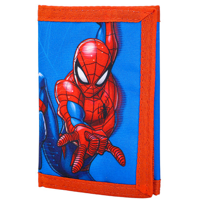 Marvel Spider-Man Trifold Wallet for Kids, Licensed Spider-Man Wallet with Hook & Loop Closure, Lightweight Compact Coin & Card Holder