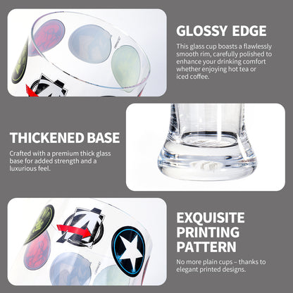 Marvel Avengers 680ml Tall Beer Glass, 23oz Clear Pilsner Glass with Iron Man, Hulk & Captain America Icons, Officially Licensed Glassware