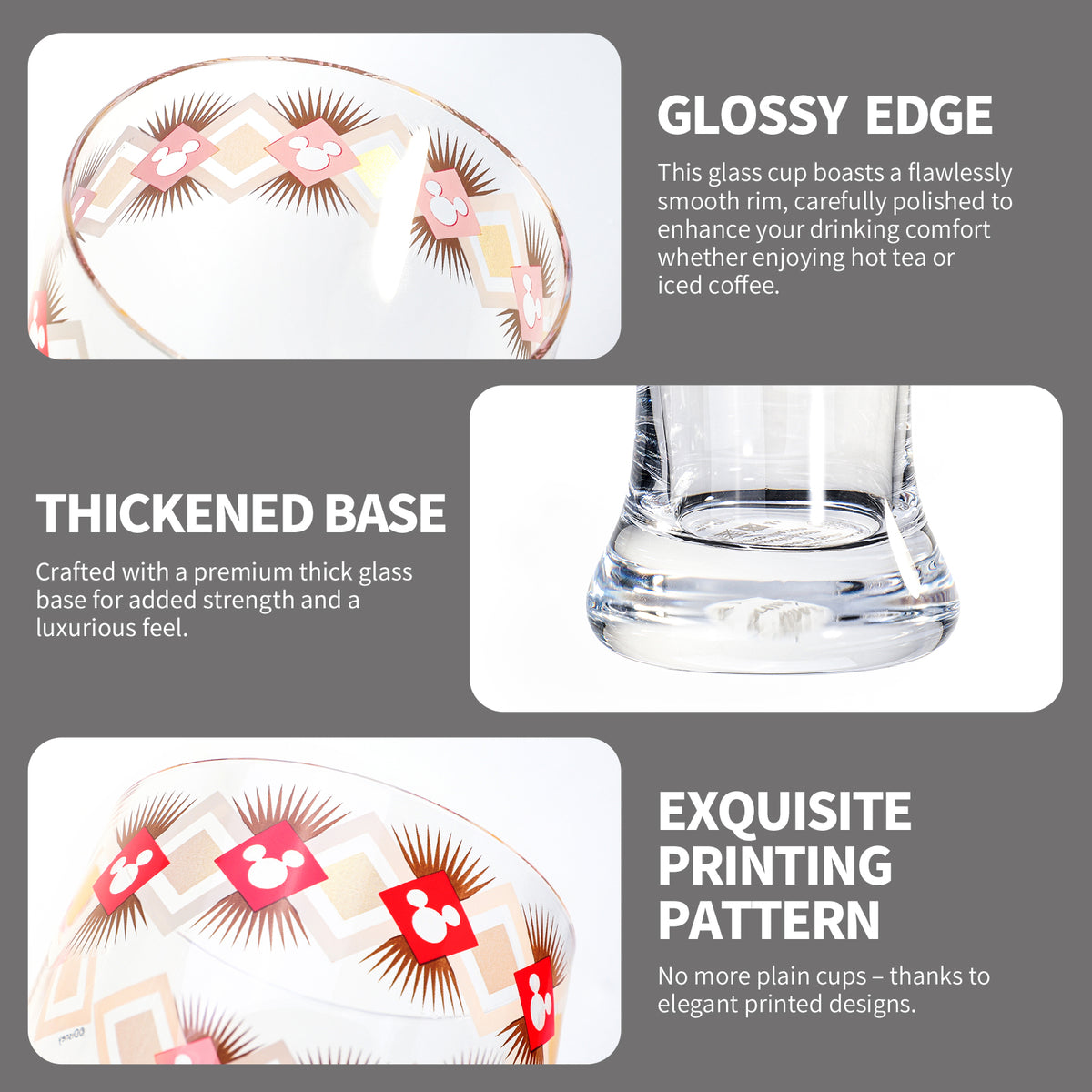 Disney Mickey Mouse 680ml Tall Beer Glass, 23oz Clear Pilsner Glass, Retro Geometric Diamond Design, Officially Licensed Glassware