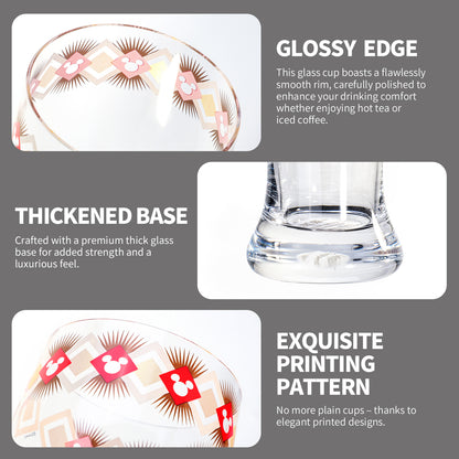 Disney Mickey Mouse 680ml Tall Beer Glass, 23oz Clear Pilsner Glass, Retro Geometric Diamond Design, Officially Licensed Glassware