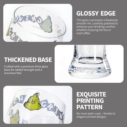 The Grinch 680ml Tall Beer Glass, 23oz Clear Pilsner Glass with Grinch Graphic Banner, Officially Licensed Christmas Glassware