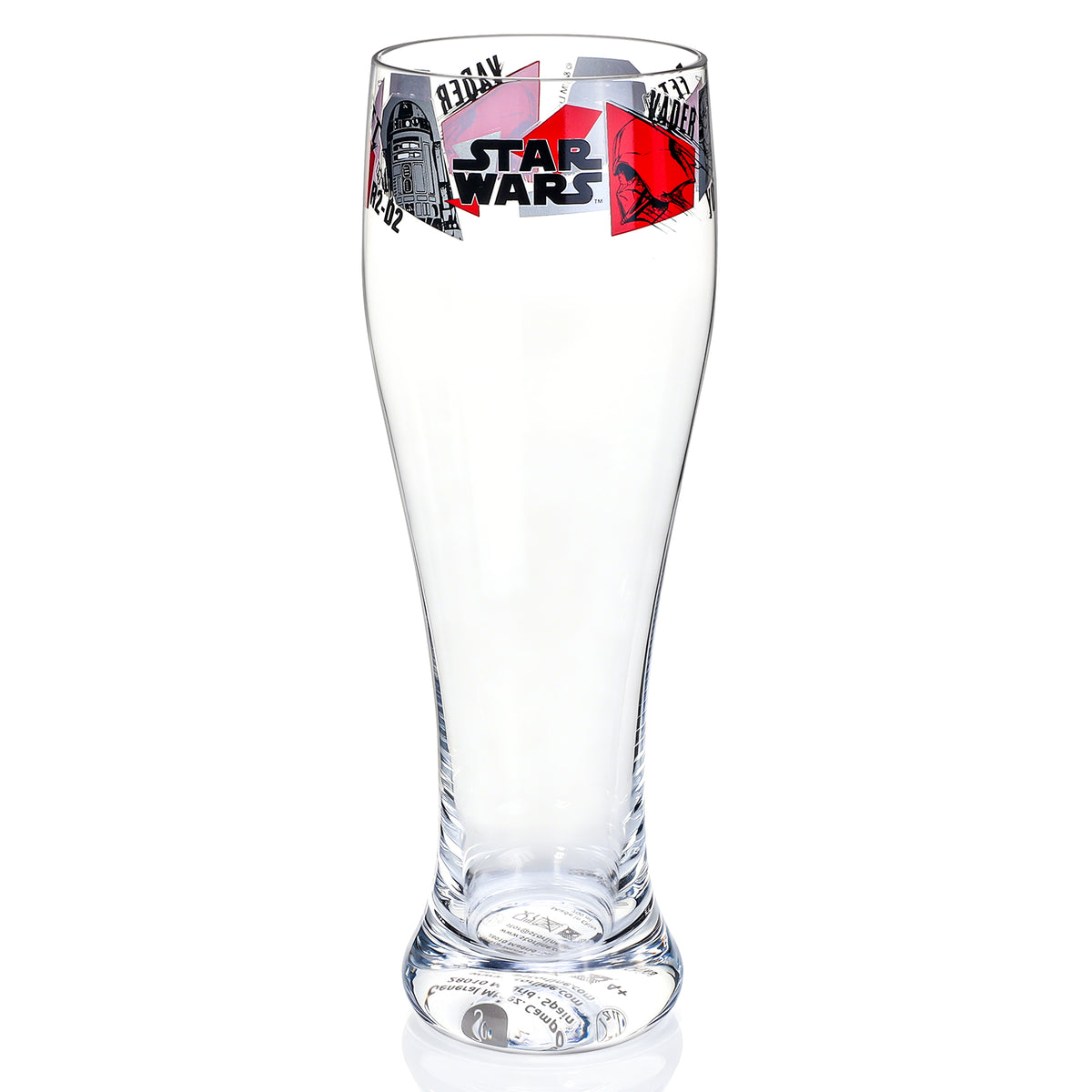 Star Wars 680ml Tall Beer Glass, 23oz Clear Pilsner Glass with Darth Vader, Boba Fett & R2-D2, Officially Licensed Glassware