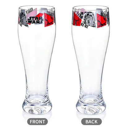 Star Wars 680ml Tall Beer Glass, 23oz Clear Pilsner Glass with Darth Vader, Boba Fett & R2-D2, Officially Licensed Glassware