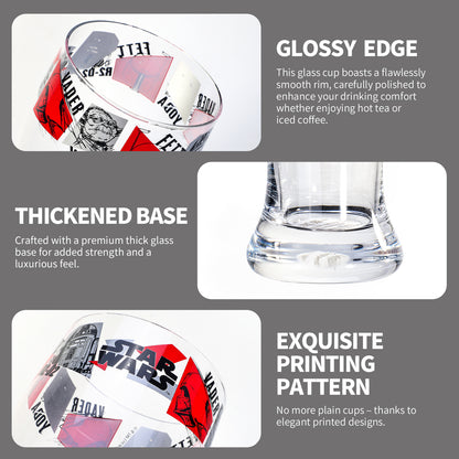 Star Wars 680ml Tall Beer Glass, 23oz Clear Pilsner Glass with Darth Vader, Boba Fett & R2-D2, Officially Licensed Glassware