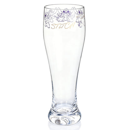 Disney Stitch 680ml Tall Beer Glass, 23oz Clear Pilsner Glass with Gold Foil Signature, Officially Licensed Glassware