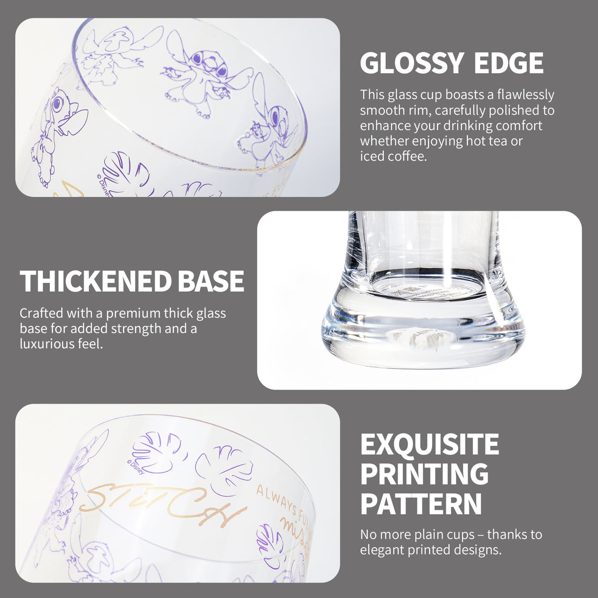 Disney Stitch 680ml Tall Beer Glass, 23oz Clear Pilsner Glass with Gold Foil Signature, Officially Licensed Glassware