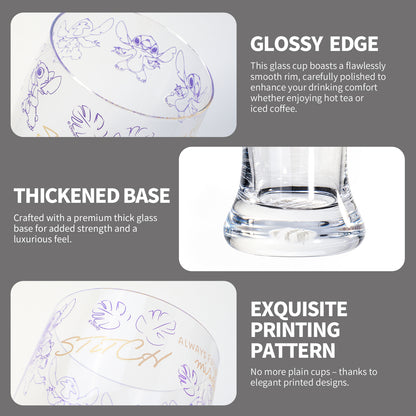 Disney Stitch 680ml Tall Beer Glass, 23oz Clear Pilsner Glass with Gold Foil Signature, Officially Licensed Glassware