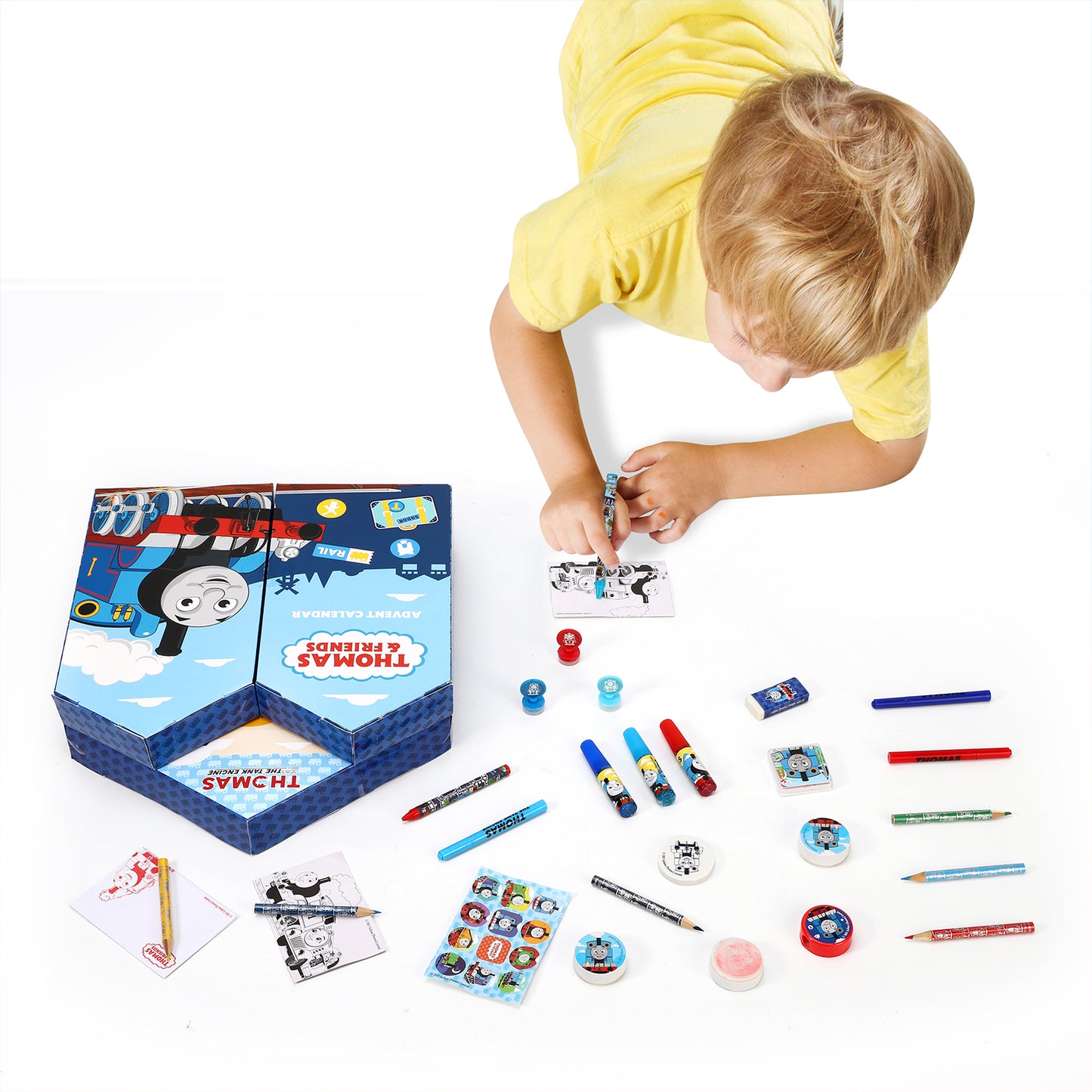 Thomas the Tank Engine Calendar Creative Art & Craft Stationery Set Kids Children Xmas Christmas Countdown Fun