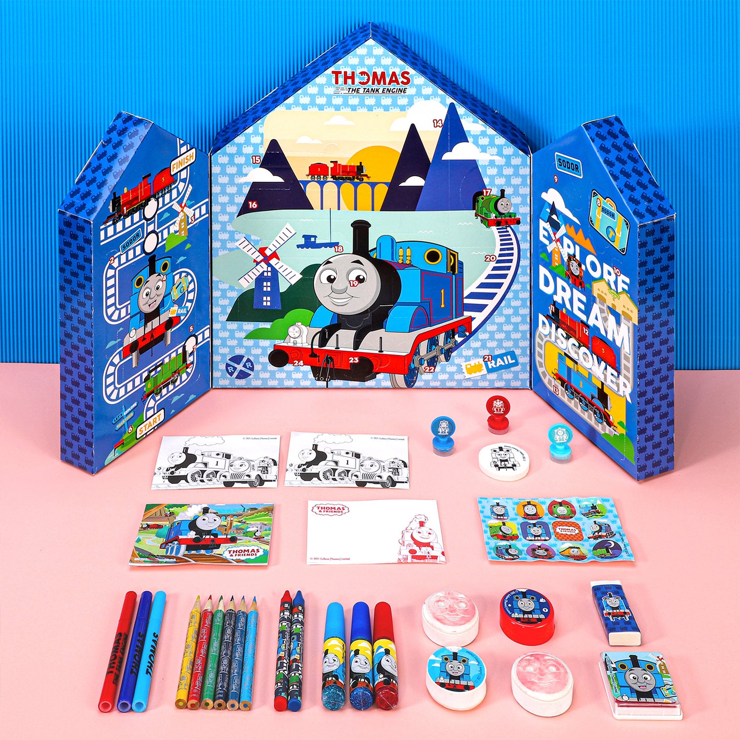 Thomas the Tank Engine Calendar Creative Art & Craft Stationery Set Kids Children Xmas Christmas Countdown Fun
