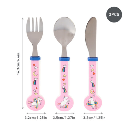 Unicorn Kids 6 Piece Reusable Dinner Set - Plate/Bowl/Cup/Knife/Fork/Spoon - Childrens Dinnerware Tableware Cutlery Set