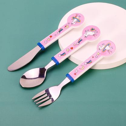 Unicorn Kids 6 Piece Reusable Dinner Set - Plate/Bowl/Cup/Knife/Fork/Spoon - Childrens Dinnerware Tableware Cutlery Set